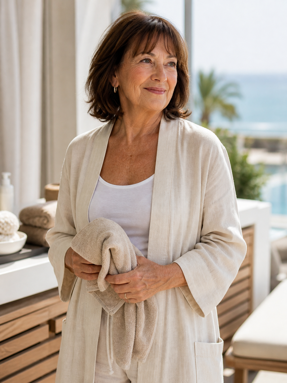 Senior British woman enjoying wellness in Alicante